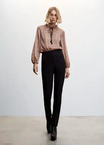 Bow printed blouse ecru - Woman - 8 - MANGO