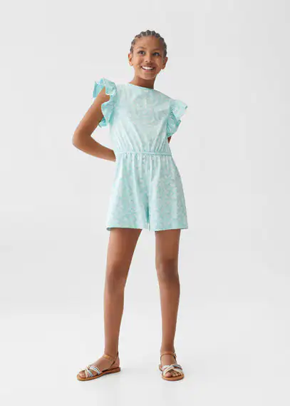 Flower print jumpsuit aqua green - Kids - 7-8 years - MANGO KIDS