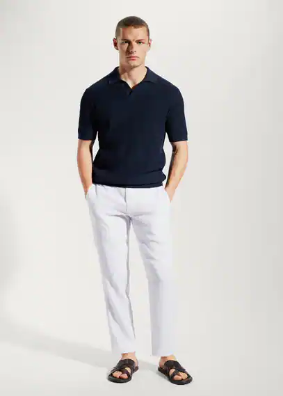 Slim-fit 100% linen trousers white - Man - 36 - MANGO MAN