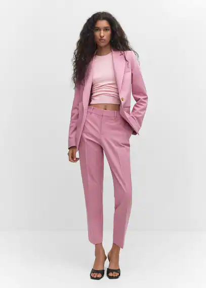 Fitted suit jacket pink - Woman - 10 - MANGO