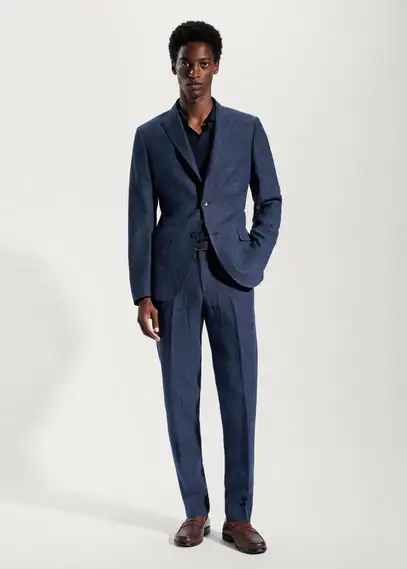 100% linen suit trousers navy - Man - 30 - MANGO MAN