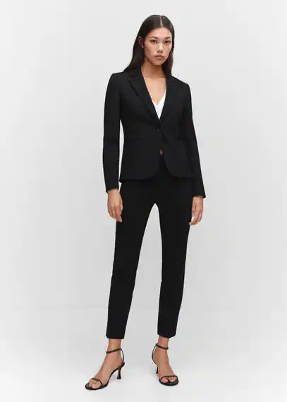 Fitted blazer with blunt stitch black - Woman - 12 - MANGO