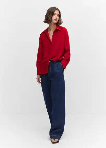 Lyocell fluid shirt red - Woman - 6 - MANGO