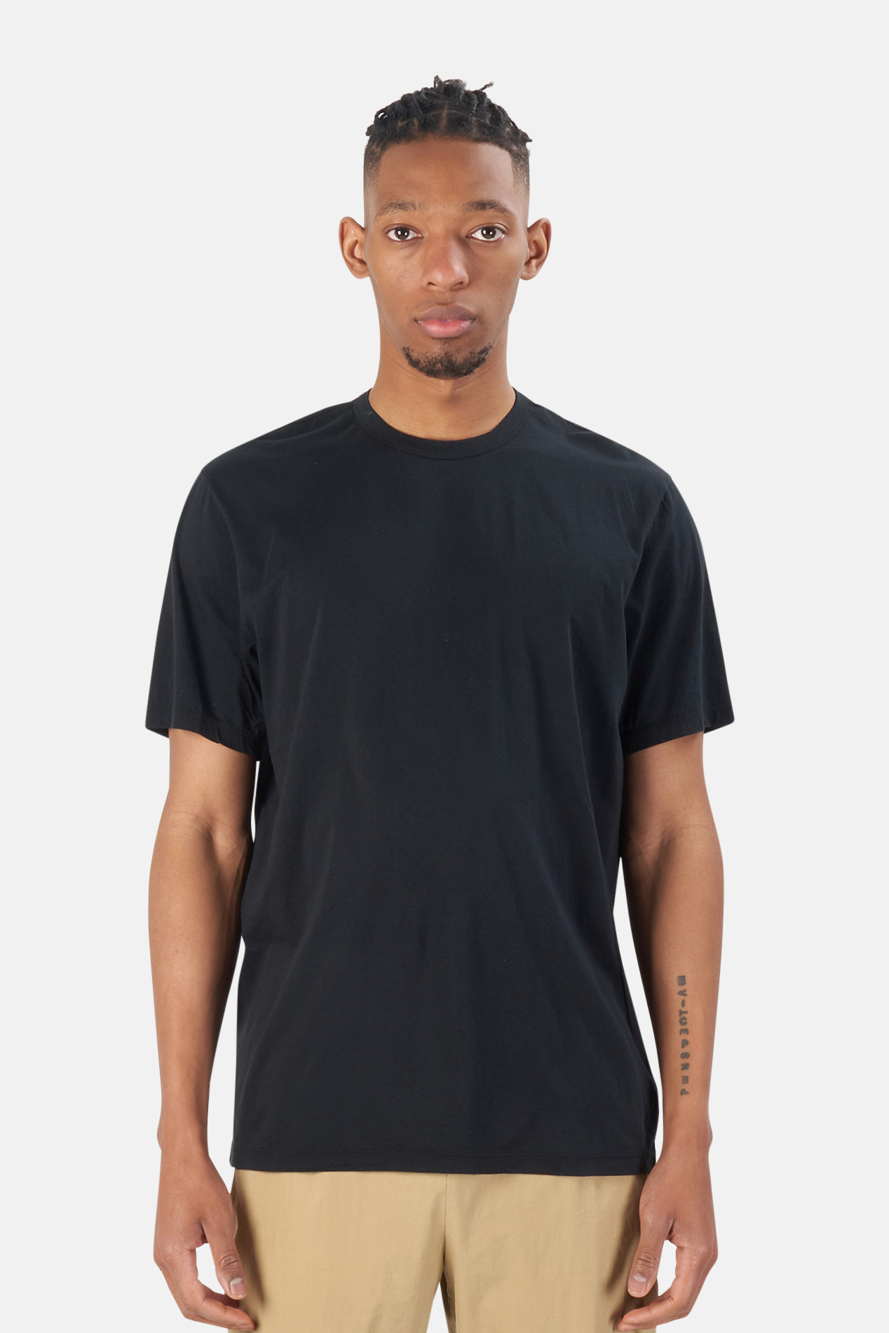 Men's James Perse Elevated Lotus Jersey Crew T-Shirt in Black, Size 5