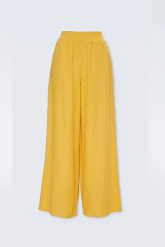 Forever 21 Linen-Blend Wide-Leg Pants , Yellow