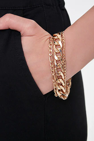 Forever 21 Curb Chain Bracelet Set , Gold