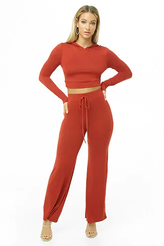 Forever 21 Crop Top & Pants Set , Rust