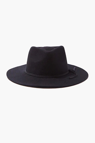 Forever 21 Wide-Brim Brushed Fedora , Black/black