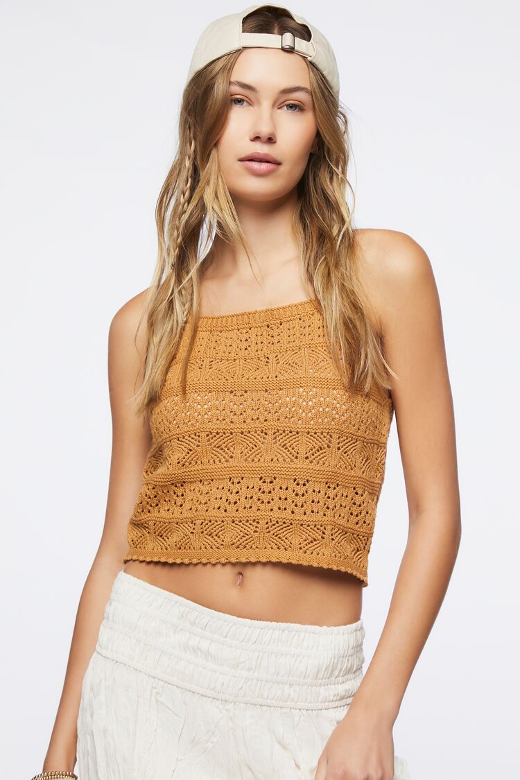 Women's Pointelle Sweater-Knit Cami in Maple Small