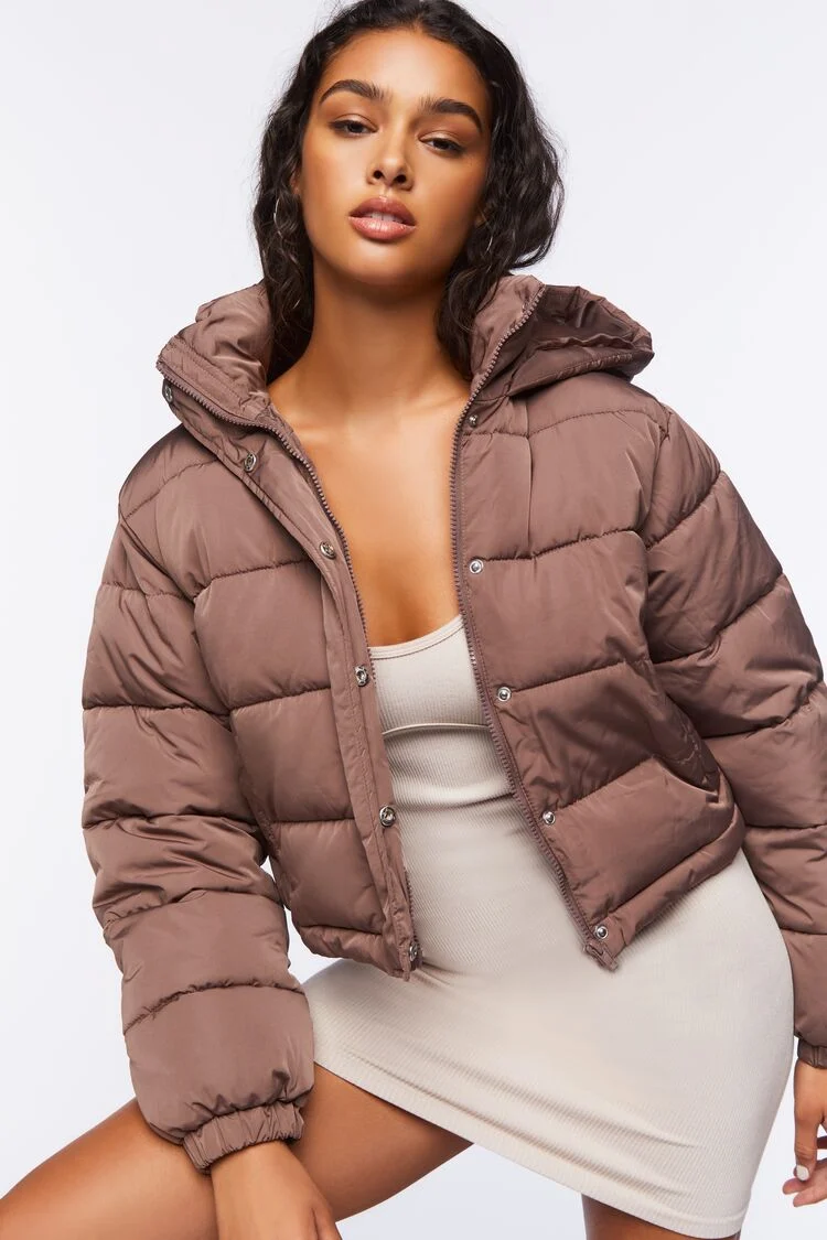 Women Hooded Puffer Jacket in Twilight Mauve Small