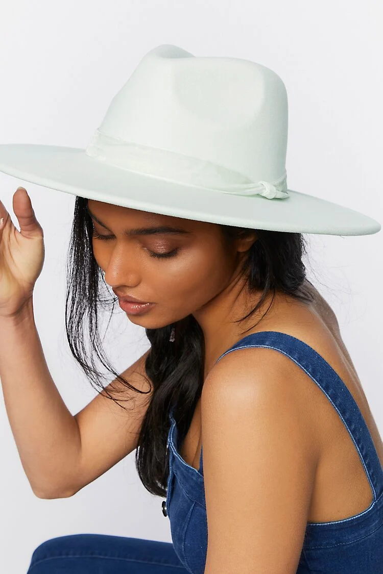 Pinched Velvet-Trim Cowboy Hat in Mint/Mint,  M/L