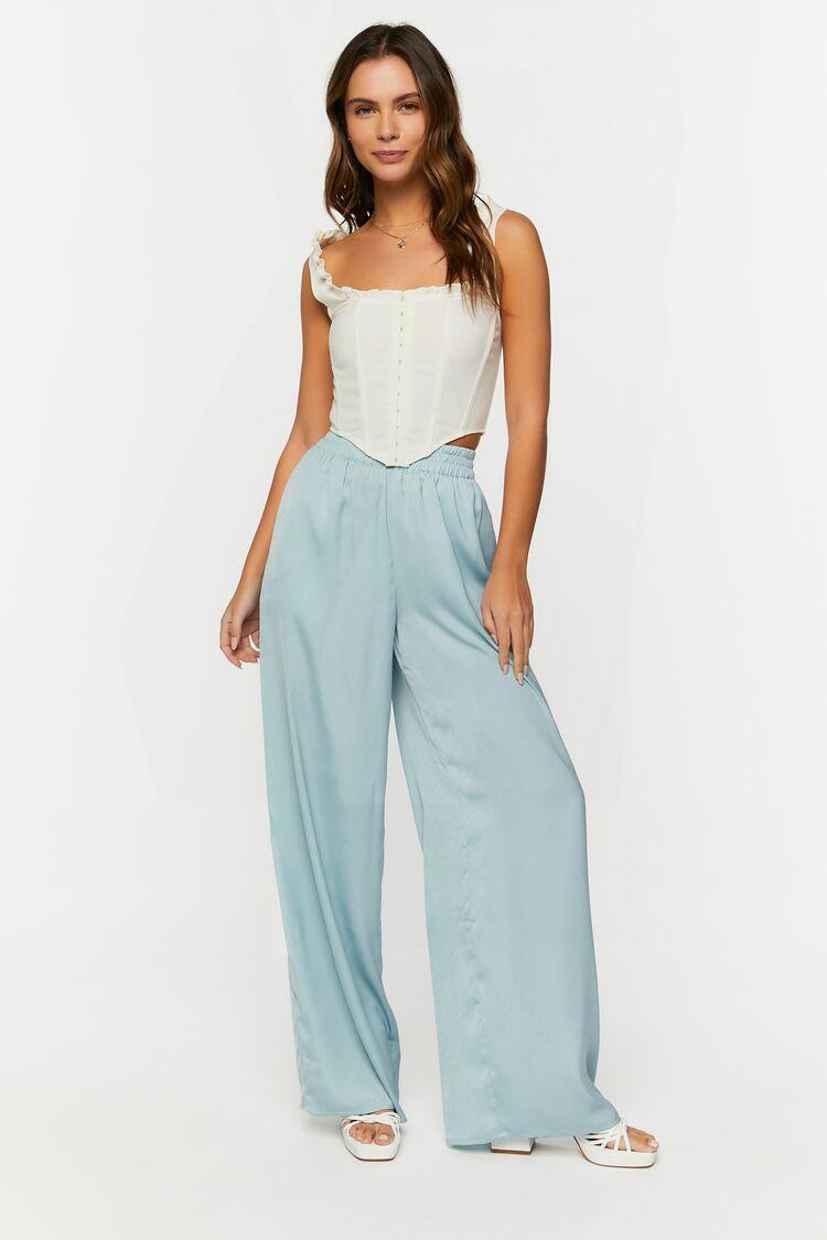 Women's Relaxed Wide-Leg Pants in Seafoam Small