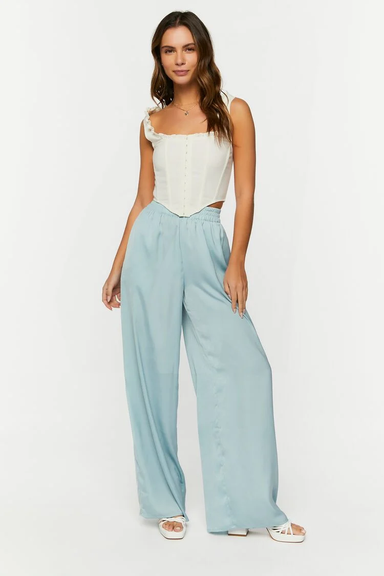 Women's Relaxed Wide-Leg Pants in Seafoam,  XS