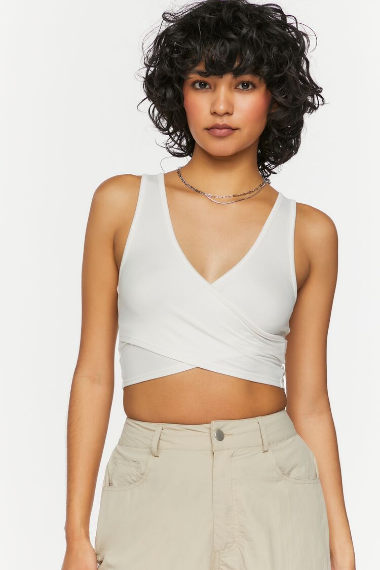 Women's Crossover Crop Top in Vanilla Large