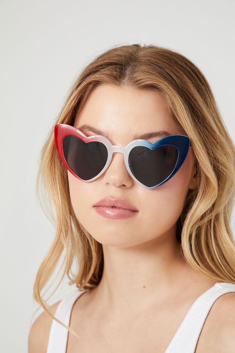 Gradient Heart-Shaped Sunglasses in Red/Black