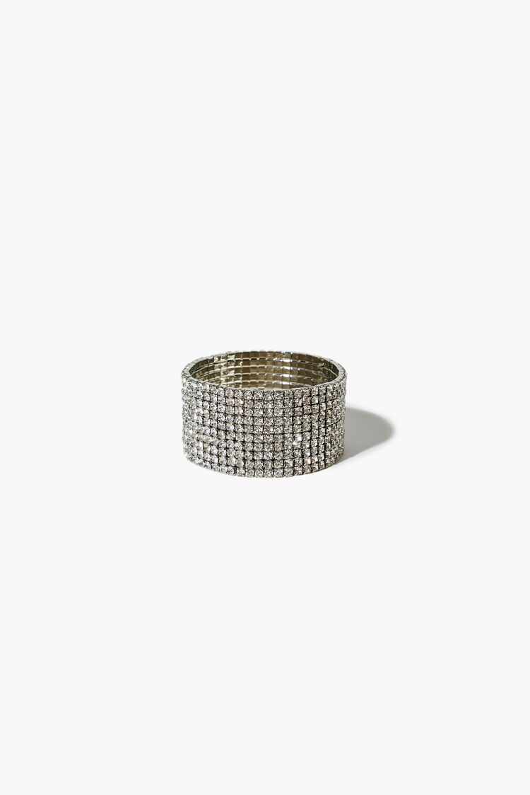 Women's Rhinestone Cuff Bracelet in Silver/Clear