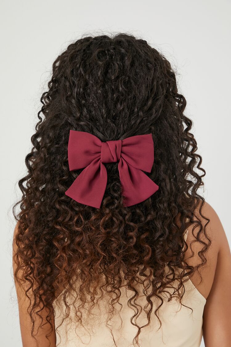 Bow Hair Barrette in Burgundy