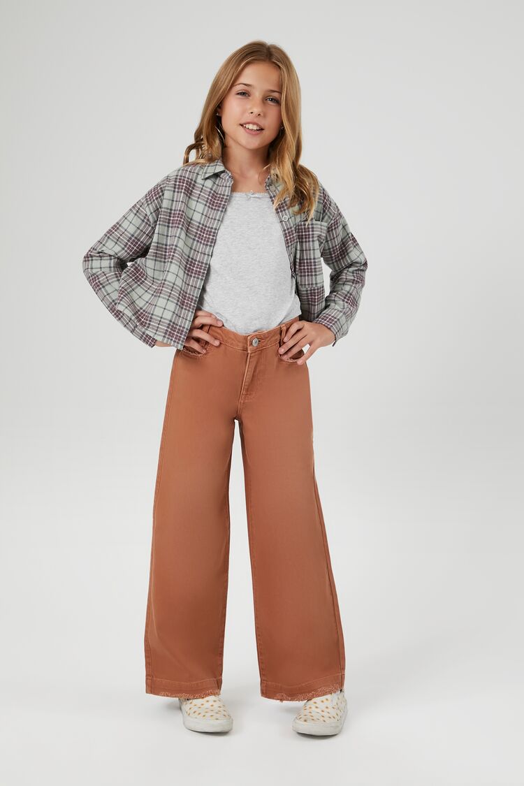 Girls Wide-Leg Jeans (Kids) in Taupe,  13/14