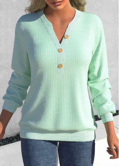 Modlily Mint Green Split Long Sleeve Sweatshirt - XXL