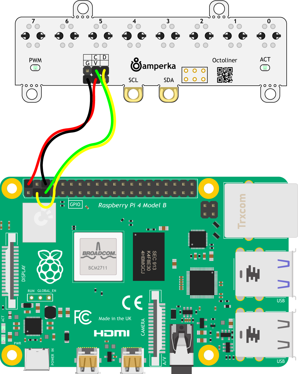 Octoliner connected to Raspberry Pi