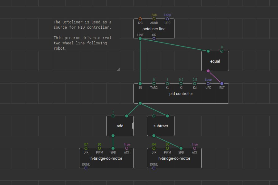 XOD line follower using Octoliner