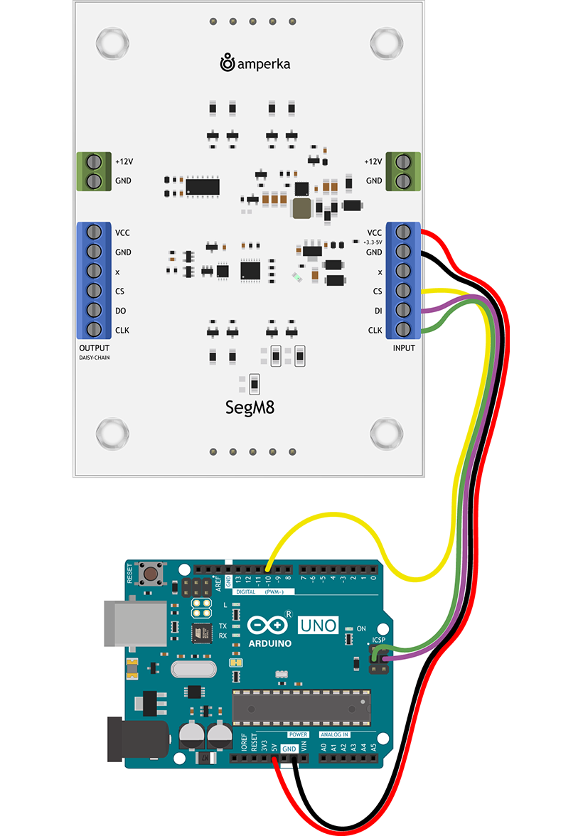 SegM8 connected to Arduino Uno