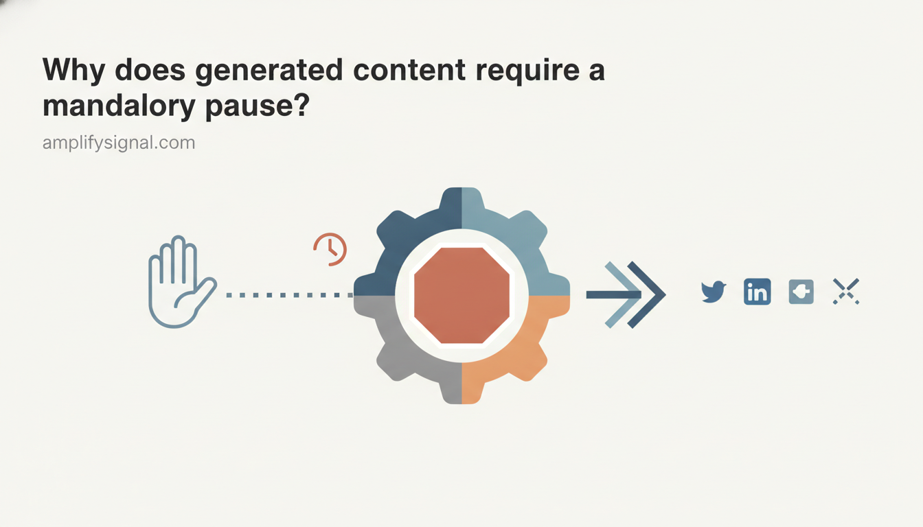 Why does generated content require a mandatory pause?