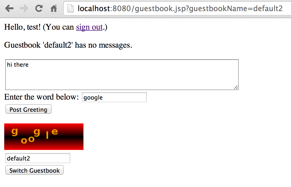 Guestbook with Captcha