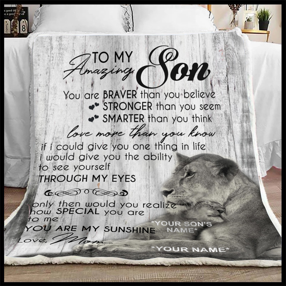 To Mom Letter You Are Braver Than You Believe Heart Shape Sherpa Fleece Blanket