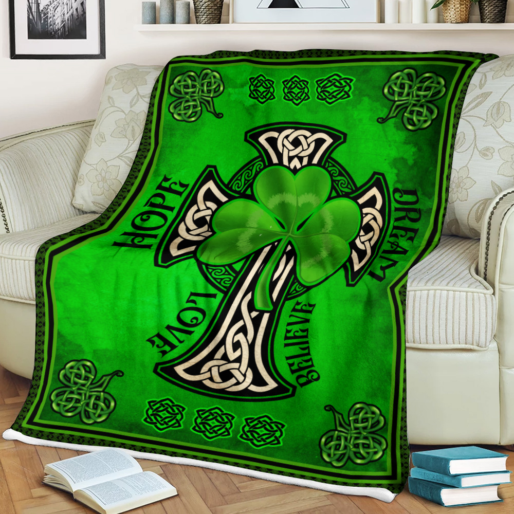 Customized Irish Hope Dream Love Believe Fleece Throw Blanket St ...