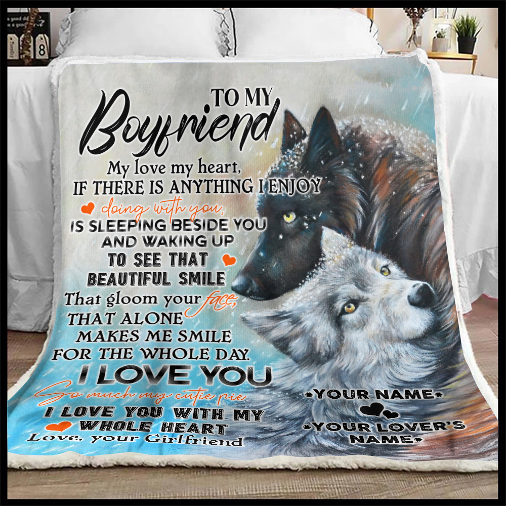 To My Boyfriend Wolf Fleece Blanket 85 90 Lovehome