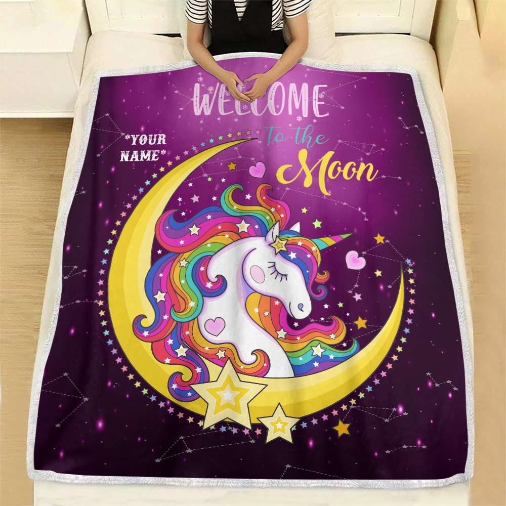 Magic Cute Unicorn Follow Your Dreams Personalized Fleece Blanket Ultra-Soft Micro Cozy for Couch Sofa or Bed 50 X 60 Inches MyPupSocks Custom Throw Blanket with Your Name Text