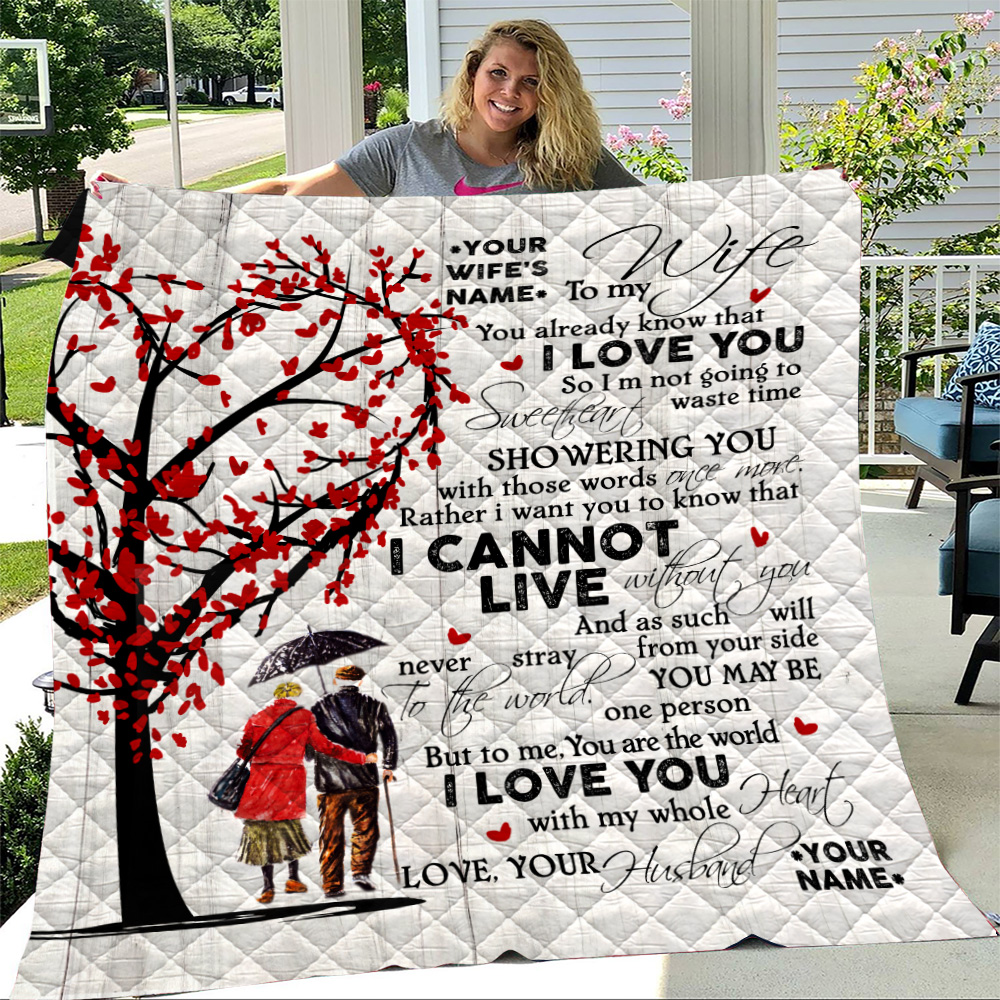 To My Wife Quilt Blanket I Love You With My Whole Heart | 90 LoveHome