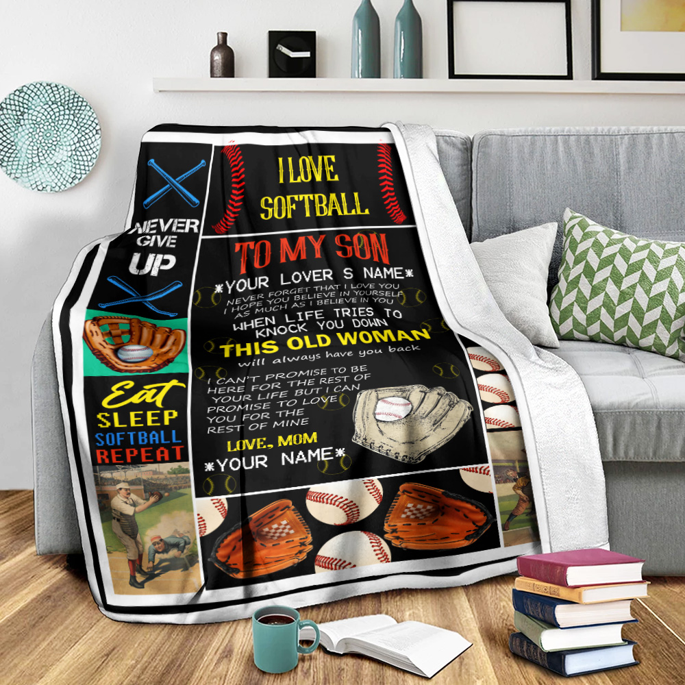 Personalized to My Son Sometimes It’S Hard to Find Words to Tell You Throw Fleece Blanket Super Soft Lightweight Bedspread for Bed Couch Living Room and Gift for Christmas 80X60 in ZDBK24703 