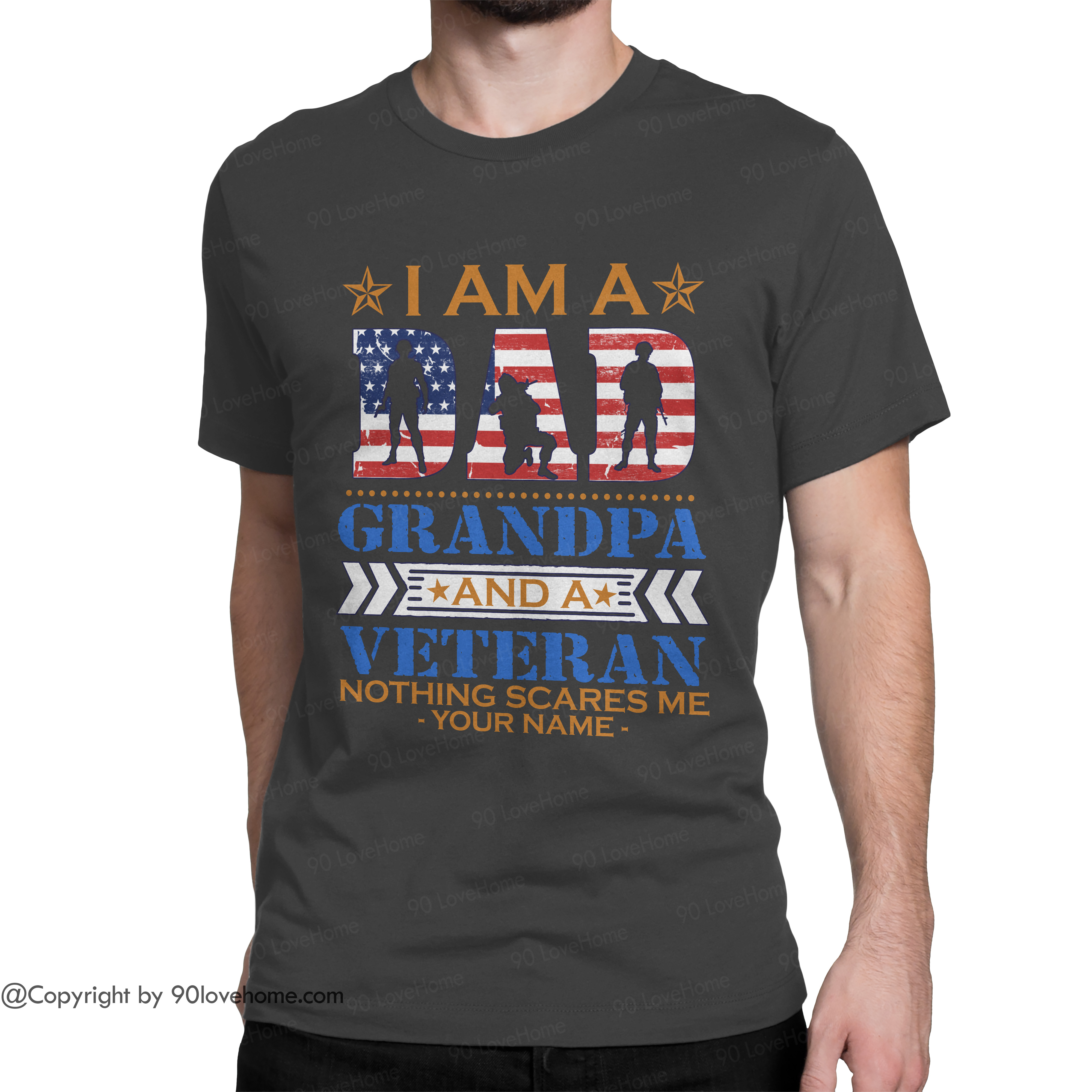 Download Personalized Dad T Shirt Happy Father S Day Mens Gifts For Veterans Fathers I Am A Dad Grandpa And Veteran Pattern 1 Funny Unisex Tee 90 Lovehome