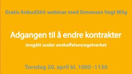 Tid for vårens kompetanseløft – Anbud365: Anbud365-webinar om adgangen til å endre kontrakter