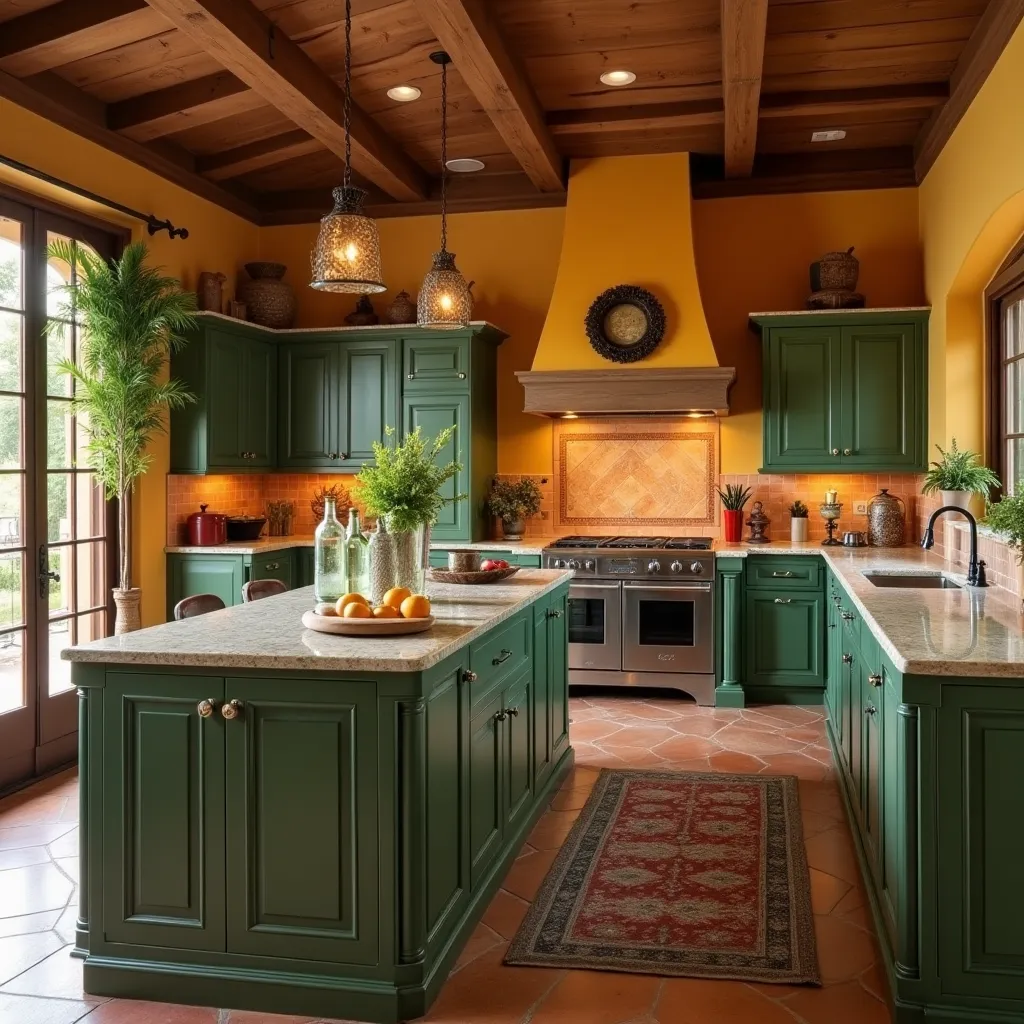 Green And Orange Kitchen Ideas - HomeDesignsAI