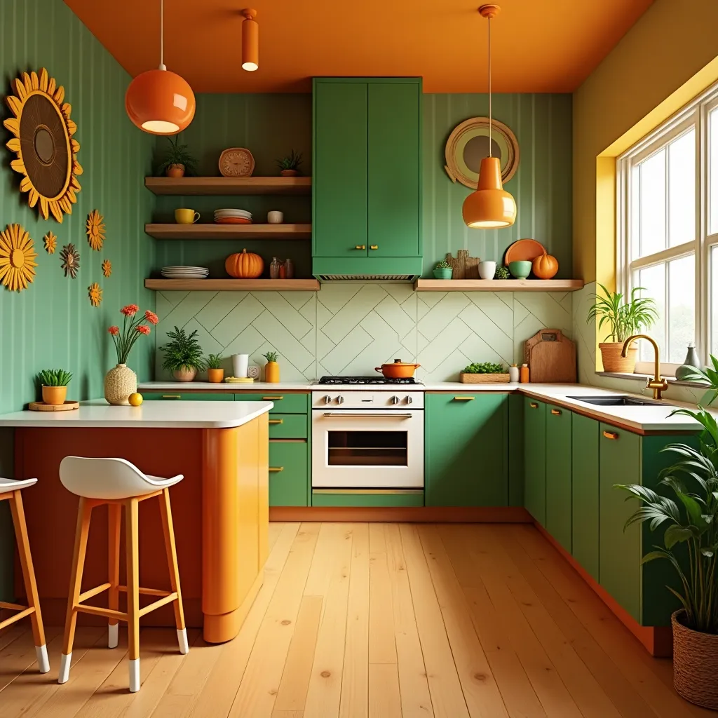 Modern Orange & Green Open Heart Modern Orange & Green Open Heart