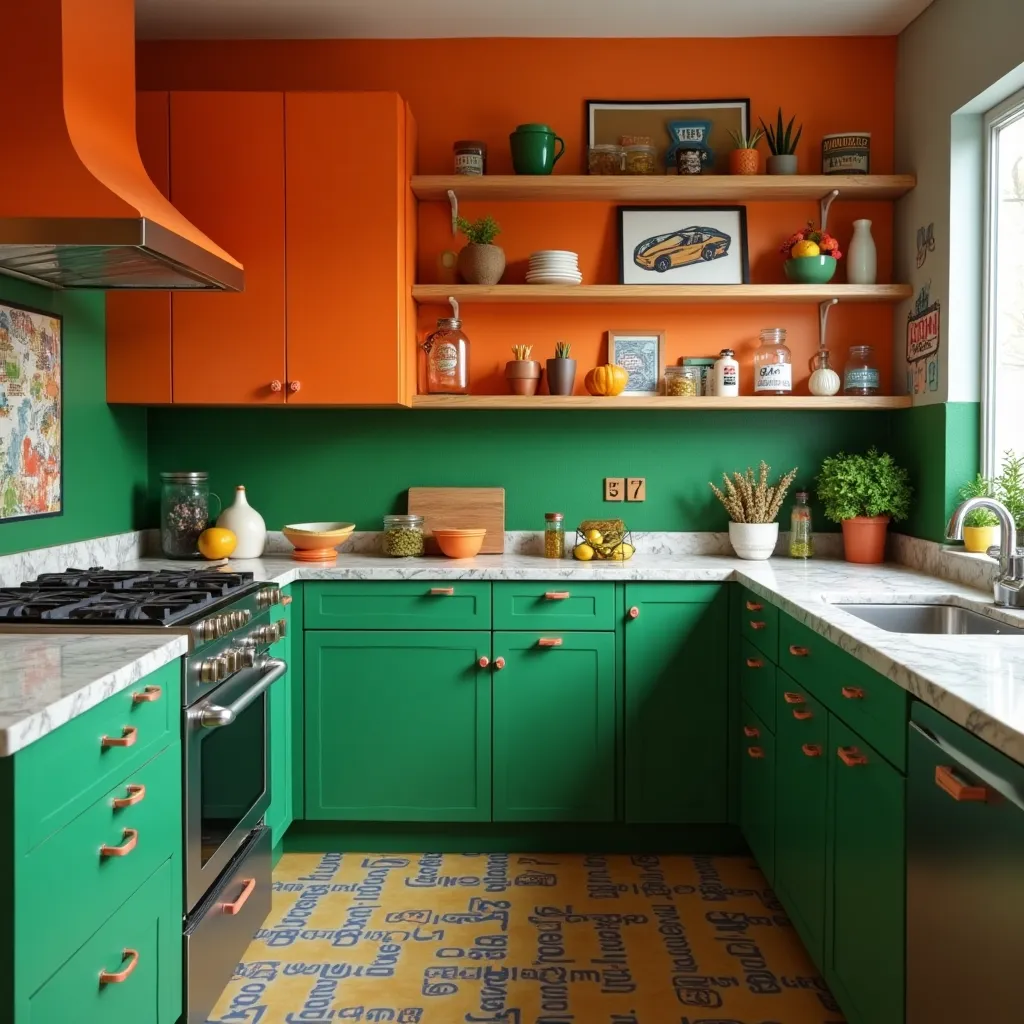 Modern Orange & Green Open Heart Modern Orange & Green Open Heart
