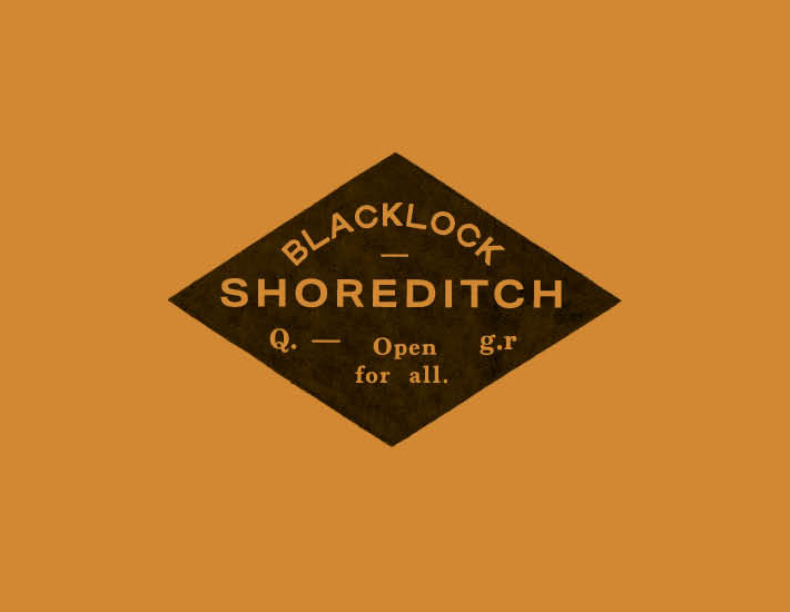 Orange and black typographic logo by & Smith for Blacklock restaurants.