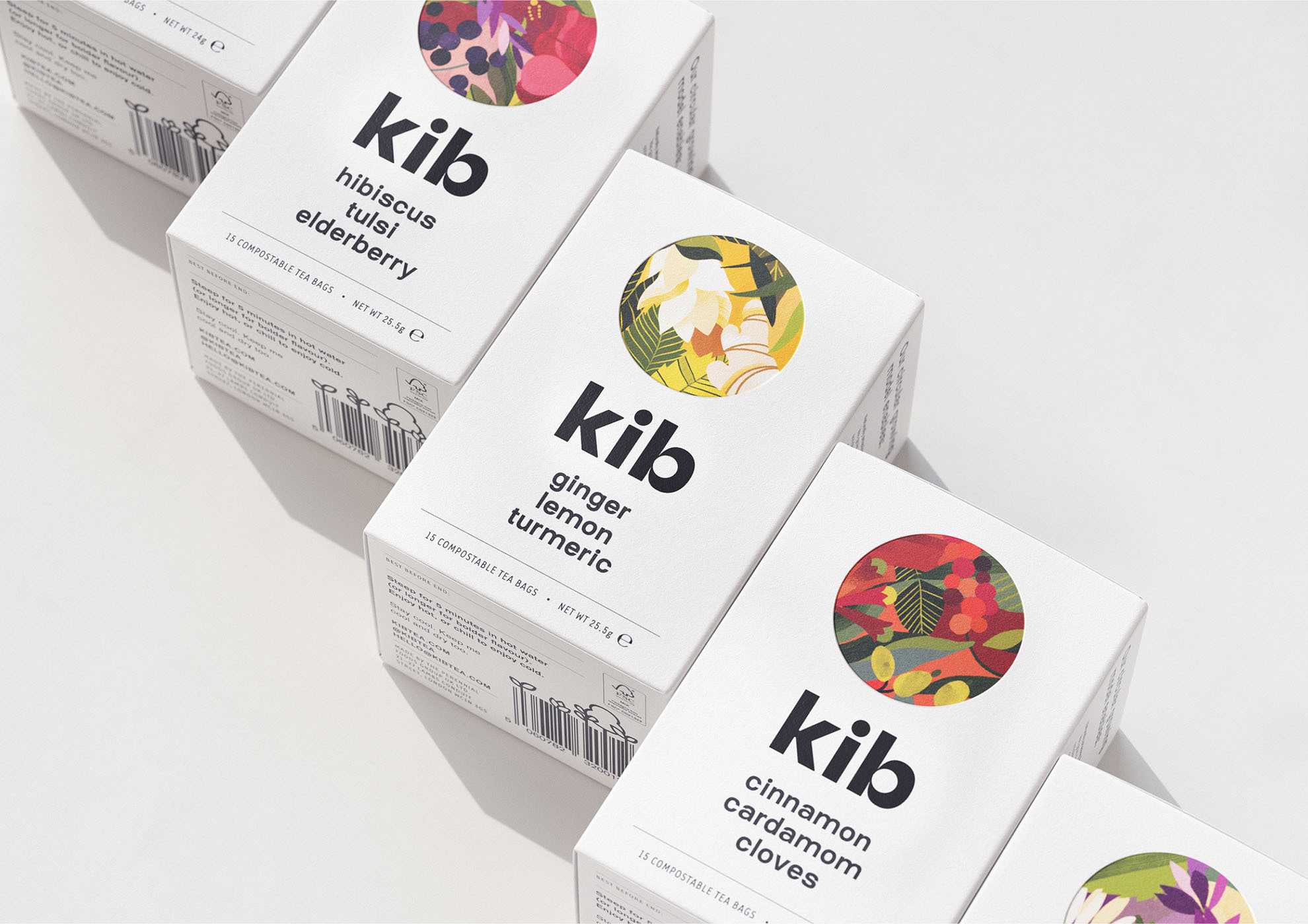 Illustrated drinks packaging designed by & Smith for Kib.