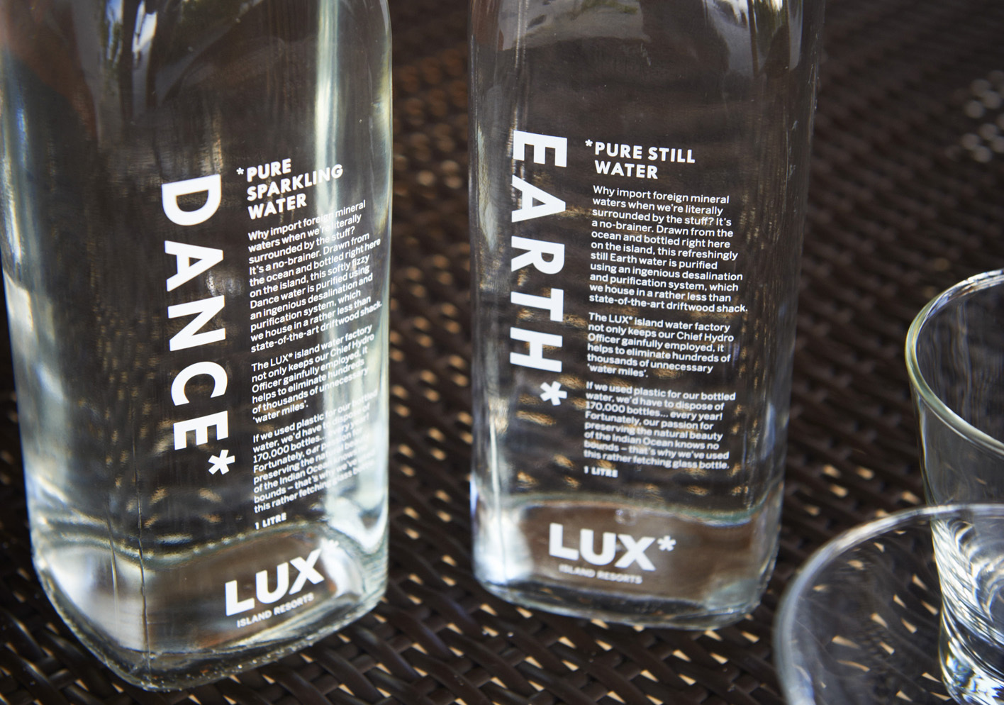 LUX branded water packaging, designed by & Smith.