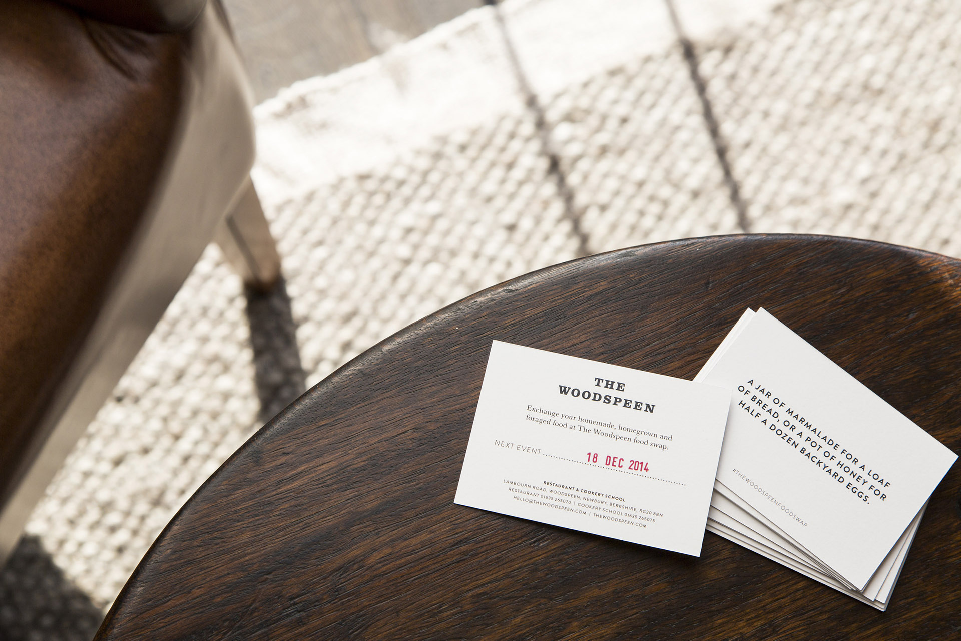 Local food swap print collateral: an & Smith guest experience designed for The Woodspeen.