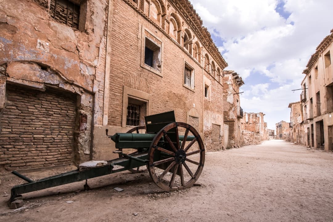 Remains of a village after suffering a war