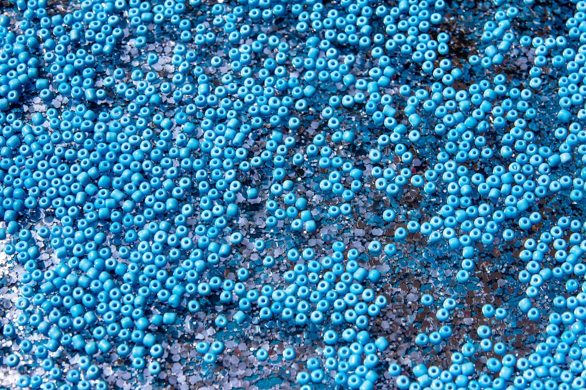 Heap of blue beads