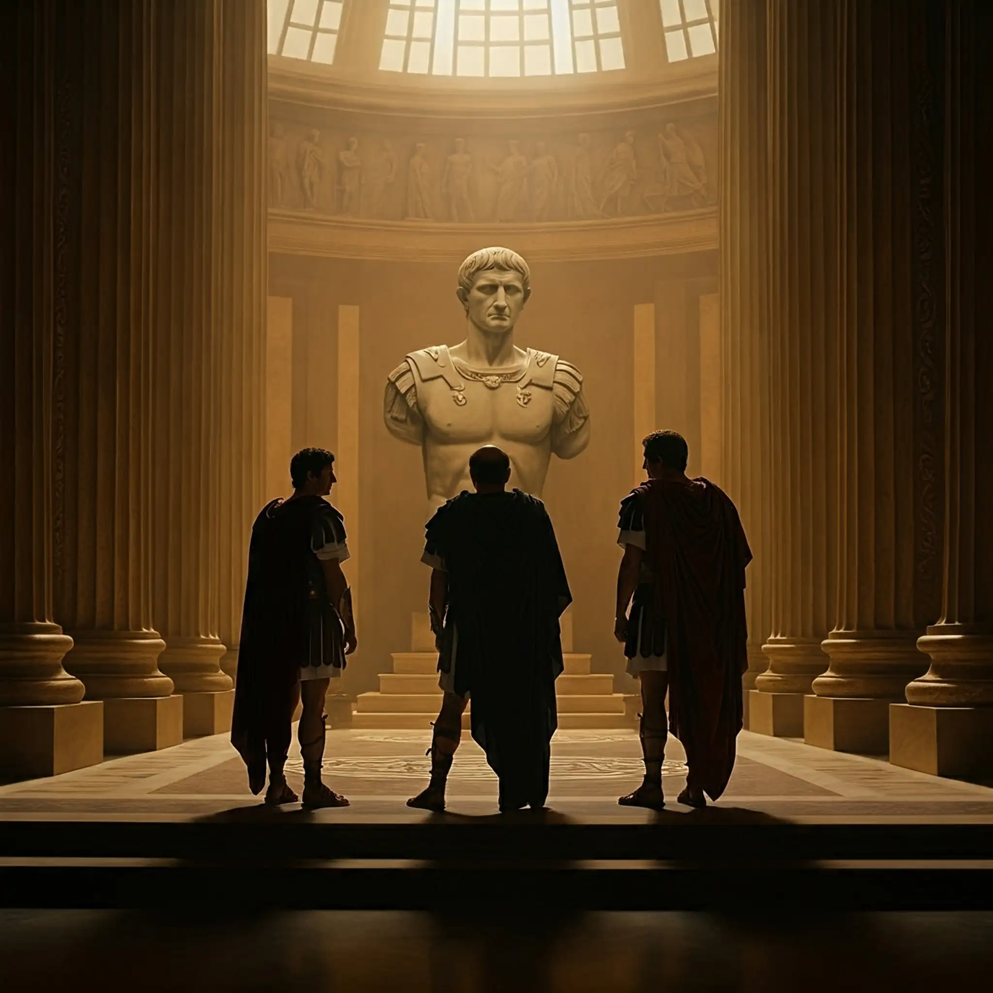 Antony, Octavius, and Lepidus having a meeting Antony, Octavius, and Lepidus having a meeting