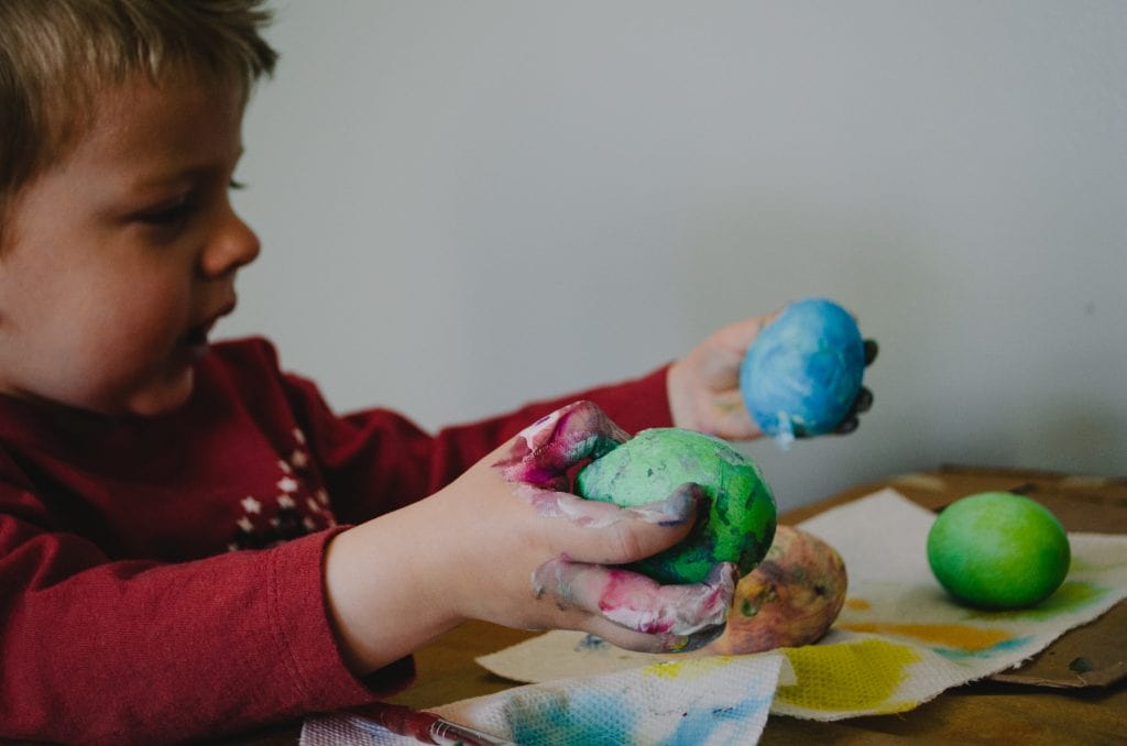 Cute baby playing with toys