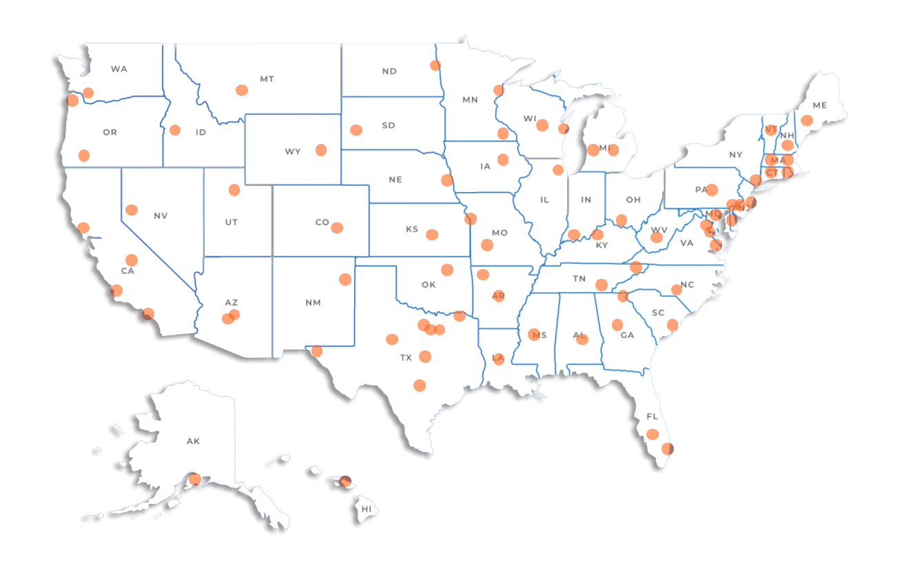 AnswerForce Giving Back map