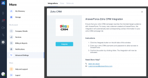 AnswerForce Zoho integration step 2