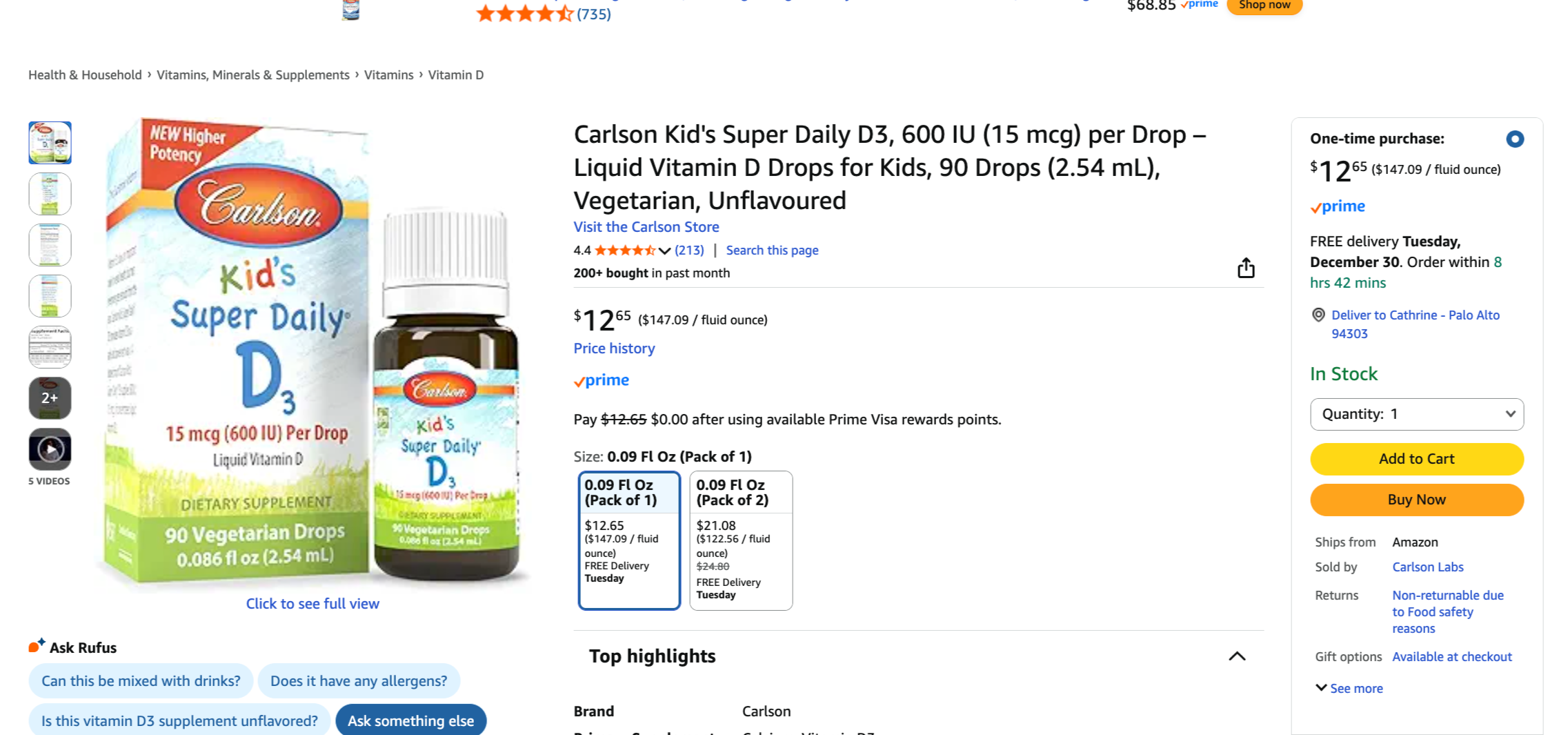 Carlson Kid's Super Daily D3